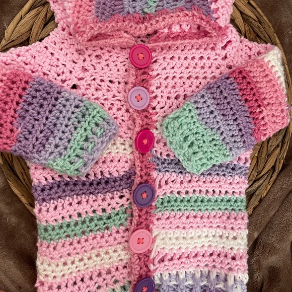 Handmade Crochet Baby Girl Sweater - Picture 4 of 12